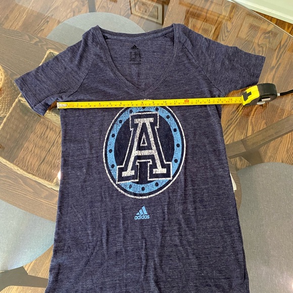 Adidas Argos dark blue v-neck T-shirt size M cotton blend - Picture 4 of 10